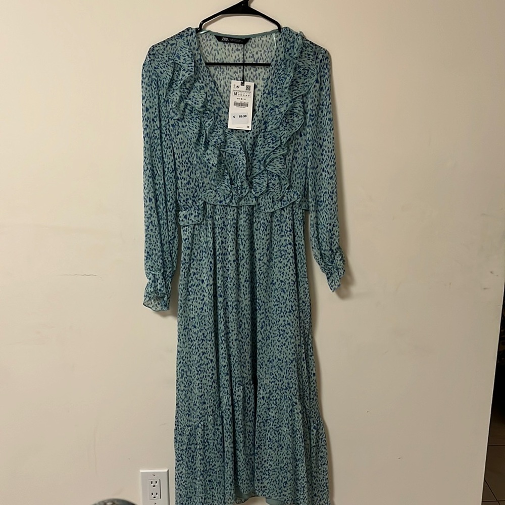 Zara M ruffle maxi dress NWT